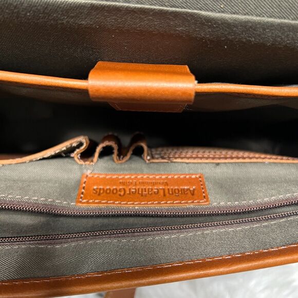 AARON LEATHER GOODS BRIEFCASE BROWN BAG - Picture 8 of 10
